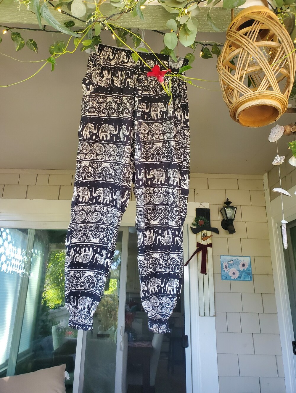 Black & White Elephant Print Harem Pants